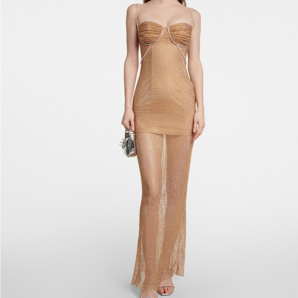 Self-Portrait Gold Mesh Dress